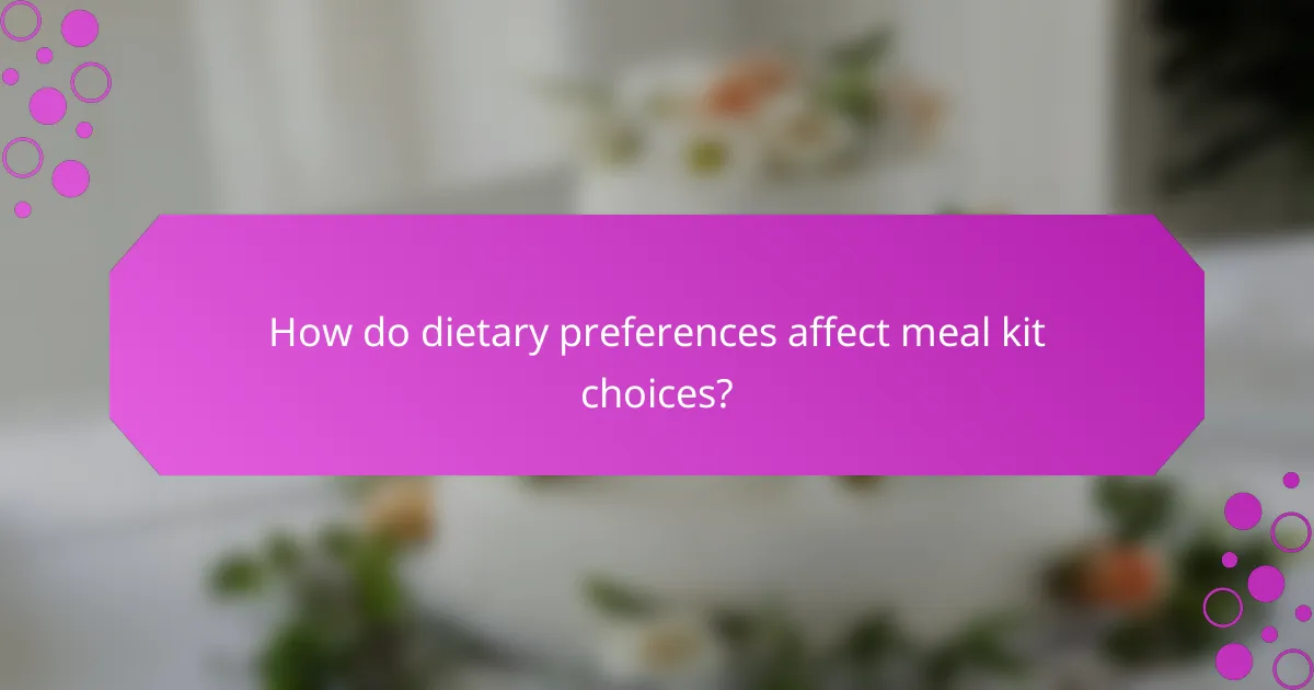 How do dietary preferences affect meal kit choices?