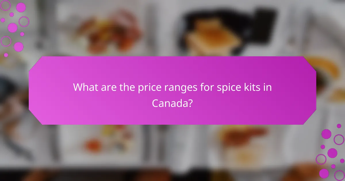 What are the price ranges for spice kits in Canada?
